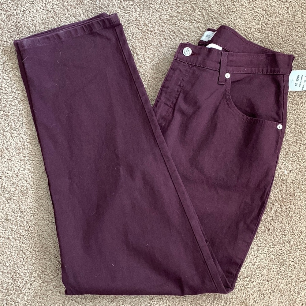 French Dressing Burgundy jeans, Size 14P, New with tags. Wide leg and high rise